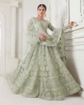 DESIGNER NET EMBROIDERY WORK LEHENGA CHOLI WITH DUPATTA OFF WHITE