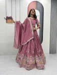DESIGNER VICHITRA EMBROIDERY CODING SEQUENCE & THREAD WORK LEHENGA CHOLI WITH DUPATTA PINK