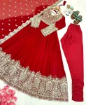 1FANCY GEORGETTE EMBROIDERY SEQUENCE WORK GOWN BOTTOM WITH DUPATTA FESTIVE WEAR WHOLESALE PRICE ETHNIC GARMENT (8)