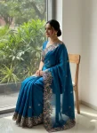 1MODERN FENDY CHIFFON EMBROIDERY CUTWORK WORK AARC BORDER WORK SAREE WITH UNSTITCHED BLOUSE WEDDING WEAR WHOLESALE PRICE ETHNIC GARMENT (18)