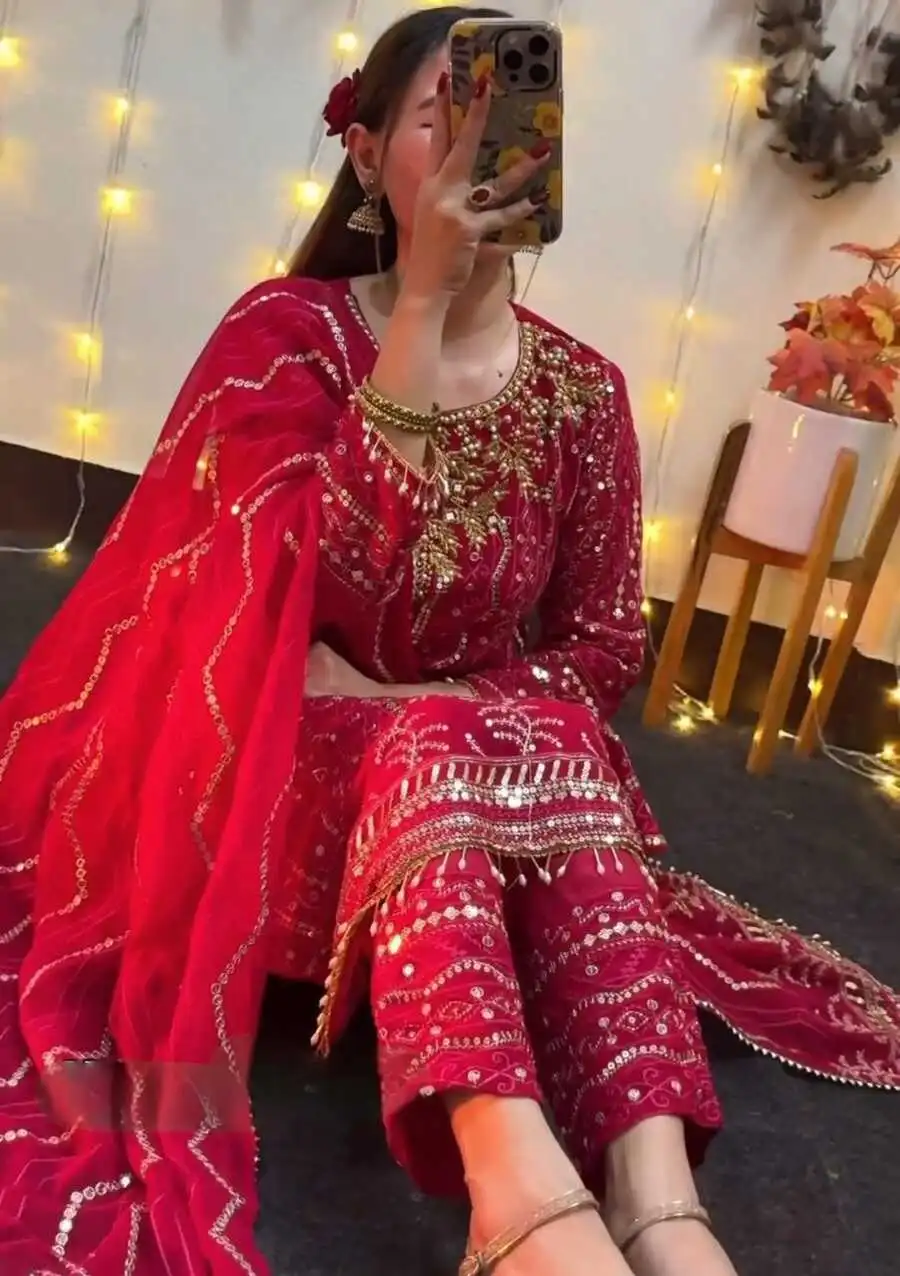 1MODERN GEORGETTE EMBROIDERY SEQUENCE WORK WITH PEARL MOTI & REAL MIRROR HAND WORK TOP BOTTOM WITH DUPATTA FESTIVE WEAR WHOLESALE PRICE ETHNIC GARMENT (14).jpg.webp