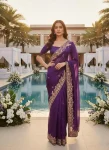 1MODERN JIMMY CHOO EMBROIDERY SEQUANCE WITH CUTWORK BORDER WORK SAREE WITH UNSTITCHED BLOUSE PARTY WEAR WHOLESALE PRICE ETHNIC GARMENT (4)