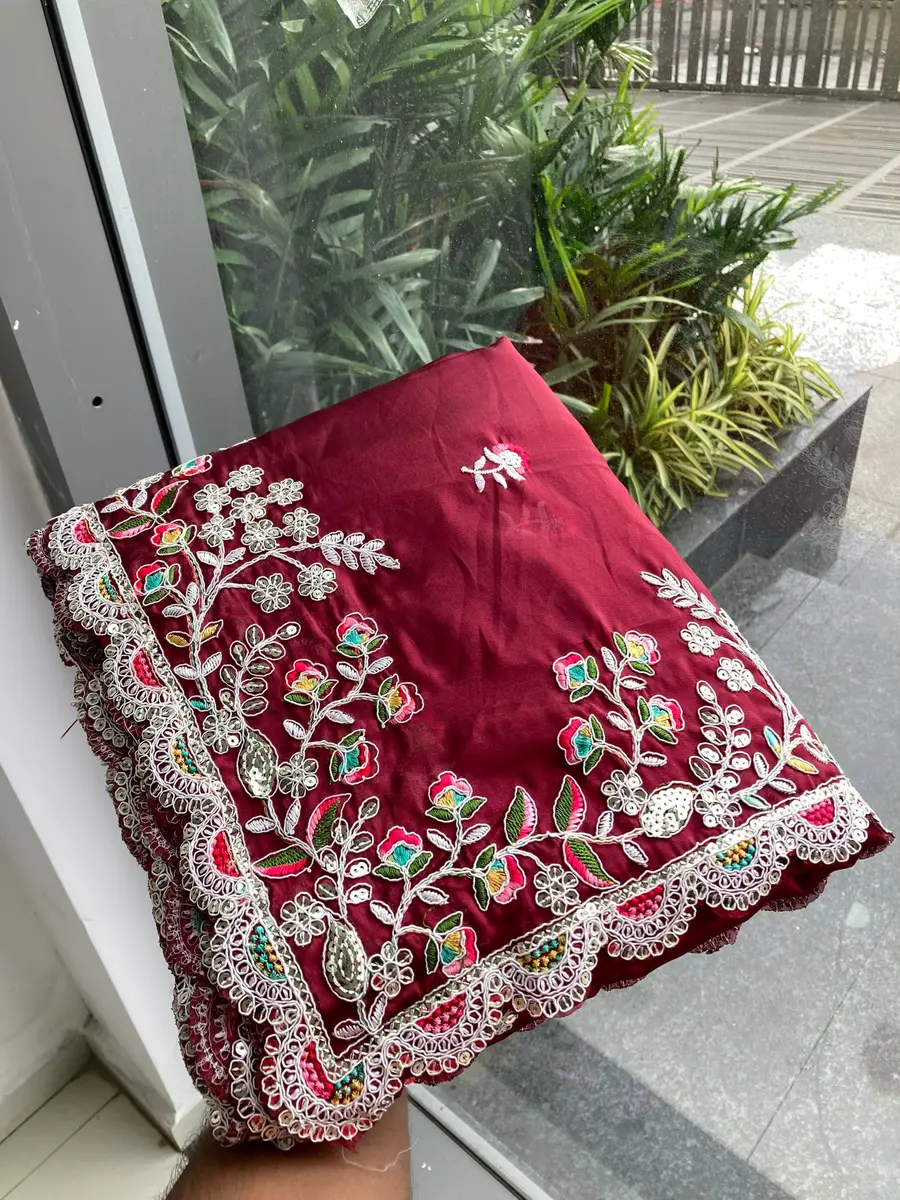 1MODERN RANGOLI SILK EMBROIDERY SEQUANCE WITH CUTWORK BORDER WORK SAREE WITH UNSTITCHED BLOUSE WEDDING WEAR WHOLESALE PRICE ETHNIC GARMENT (14)