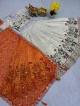 1TRADITIONAL TISSUE SILK EMBROIDERY THREAD SEQUENCE WORK LEHENGA CHOLI WITH DUPATTA WEDDING WEAR WHOLESALE PRICE ETHNIC GARMENT (28)
