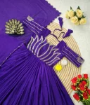 25FANCY VICHITRA SILK SEQUENCE WORK GOWN WITH DUPATTA FESTIVE WEAR WHOLESALE PRICE ETHNIC GARMENT (2)