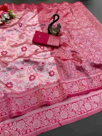 ATTRACTIVE TISSUE KANCHI COPPER ZARI WEAVING WORK SAREE WITH UNSTITCHED BLOUSE RANI