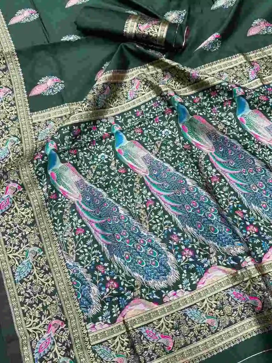 2DESIGNER BANARASI SILK 3D WEAVING MINA WITH ZARI WEAVING RICH PALLU AND BORDER WORK SAREE WITH UNSTITCHED BLOUSE FESTIVE WEAR WHOLESALE PRICE ETHNIC GARMENT (10)