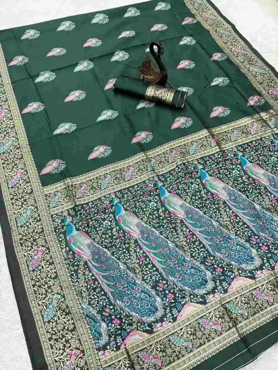 2DESIGNER BANARASI SILK 3D WEAVING MINA WITH ZARI WEAVING RICH PALLU AND BORDER WORK SAREE WITH UNSTITCHED BLOUSE FESTIVE WEAR WHOLESALE PRICE ETHNIC GARMENT (9).jpg.webp