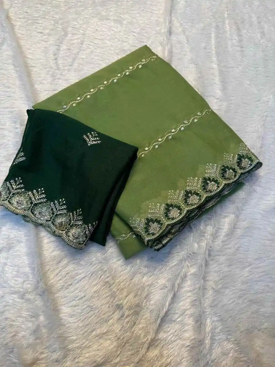 2DESIGNER GEORGETTE EMBROIDARY SEQUENCE WORK SAREE WITH UNSTITCHED BLOUSE PARTY WEAR WHOLESALE PRICE ETHNIC GARMENT(15)