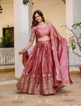 DESIGNER GOLD CRUSH EMBROIDERY WORK LEHENGA CHOLI WITH DUPATTA PEACH