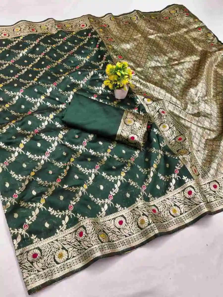 2FANCY BANARASI SILK FLOWERS AND MINA WITH WEAVING ZARI RICH PALLU AND BORDER WORK SAREE WITH UNSTITCHED BLOUSE FESTIVE WEAR WHOLESALE PRICE ETHNIC GARMENT (8).jpg.webp