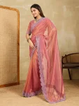 2MODERN FENDY SOFT NET SWAROVSKI WITH CUT WORK SAREE WITH UNSTITCHED BLOUSE FESTIVE WEAR WHOLESALE PRICE ETHNIC GARMENT (9)