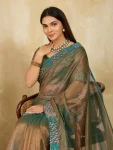 2MODERN FENDY SOFT NET SWAROVSKI WITH CUT WORK SAREE WITH UNSTITCHED BLOUSE PARTY WEAR WHOLESALE PRICE ETHNIC GARMENT (26)