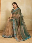 2MODERN FENDY SOFT NET SWAROVSKI WITH CUT WORK SAREE WITH UNSTITCHED BLOUSE PARTY WEAR WHOLESALE PRICE ETHNIC GARMENT (26)