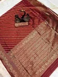 2TRENDING LICHI SILK BANARASI WEAVING WORK SAREE WITH UNSTITCHED BLOUSE FESTIVE WEAR WHOLESALE PRICE ETHNIC GARMENT (8)