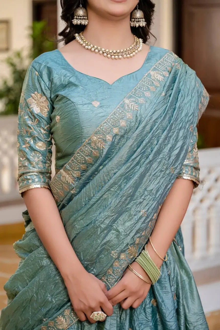 3DESIGNER GOLD CRUSH EMBROIDERY WORK LEHENGA CHOLI WITH DUPATTA WEDDING WEAR WHOLESALE PRICE ETHNIC GARMENT (25)