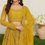 3DESIGNER NET EMBROIDERY WORK LEHENGA CHOLI WITH DUPATTA RECEPTION WEAR WHOLESALE PRICE ETHNIC GARMENT (11)