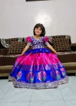 DESIGNER SILK WEAVING WORK WITH BORDER ZARI WEAVING AND EMBROIDERY CUTWORK LACE WORK KID'S TOP AND LEHENGA BLIE AND PINK