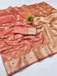3FANCY BANARASI SILK FLOWERS AND MINA WITH WEAVING ZARI RICH PALLU AND BORDER WORK SAREE WITH UNSTITCHED BLOUSE FESTIVE WEAR WHOLESALE PRICE ETHNIC GARMENT (6).jpg.webp