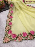 3RICH LOOK GEORGETTE MULTI THREAD EMBROIDERY WORK SAREE WITH UNSTITCHED BLOUSE FESTIVE WEAR WHOLESALE PRICE ETHNIC GARMENT (9)