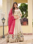 TRADITIONAL TISSUE SILK EMBROIDERY THREAD SEQUENCE WORK LEHENGA CHOLI WITH DUPATTA RANI