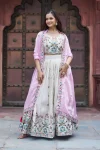 FANCY TISSUE SILK EMBROIDERY SEQUENCE & THREAD WORK LEHENGA CHOLI WITH DUPATTA PINK