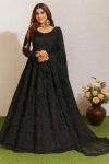 DESIGNER NET EMBROIDERY WORK LEHENGA CHOLI WITH DUPATTA BLACK
