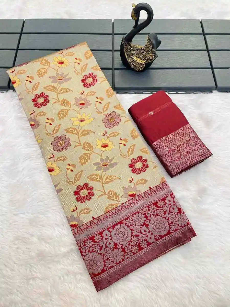 ATTRACTIVE TISSUE KANCHI COPPER ZARI WEAVING WORK SAREE WITH UNSTITCHED BLOUSE FESTIVE WEAR WHOLESALE PRICE ETHNIC GARMENT (5)