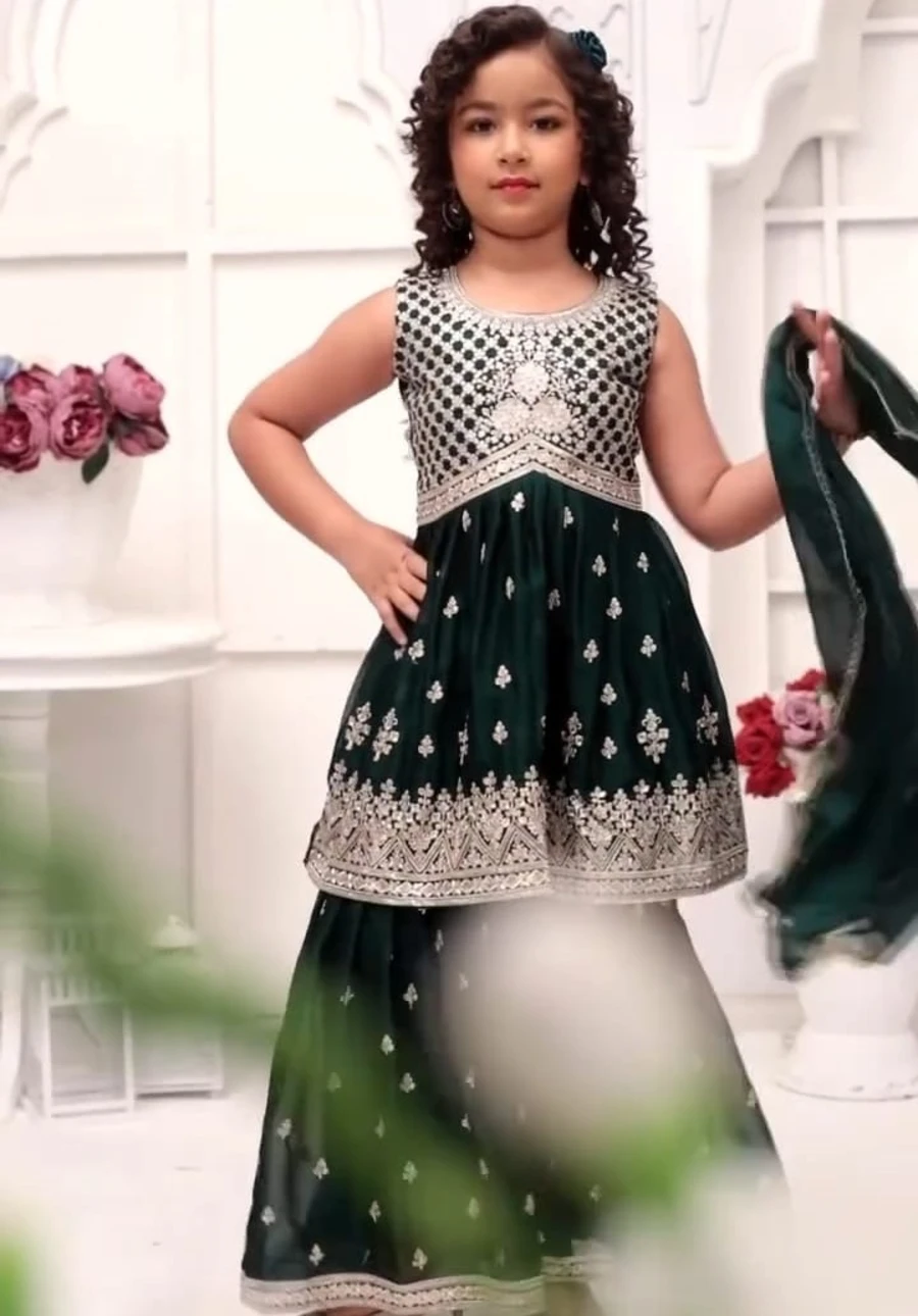 DESIGNER CHINON SILK EMBROIDERY SEQUNCE WORK TOP PALAZZO WITH DUPATTA FESTIVE WEAR WHOLESALE PRICE ETHNIC GARMENT (2)