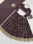 DESIGNER CHINON SILK THREAD WITH SEQUENCE WORK LEHENGA CHOLI WITH DUPATTA WEDDING WEAR WHOLESALE PRICE ETHNIC GARMENT (2)