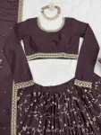 DESIGNER CHINON SILK THREAD WITH SEQUENCE WORK LEHENGA CHOLI WITH DUPATTA WEDDING WEAR WHOLESALE PRICE ETHNIC GARMENT (2)