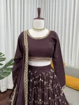 DESIGNER CHINON SILK THREAD WITH SEQUENCE WORK LEHENGA CHOLI WITH DUPATTA WEDDING WEAR WHOLESALE PRICE ETHNIC GARMENT (2)