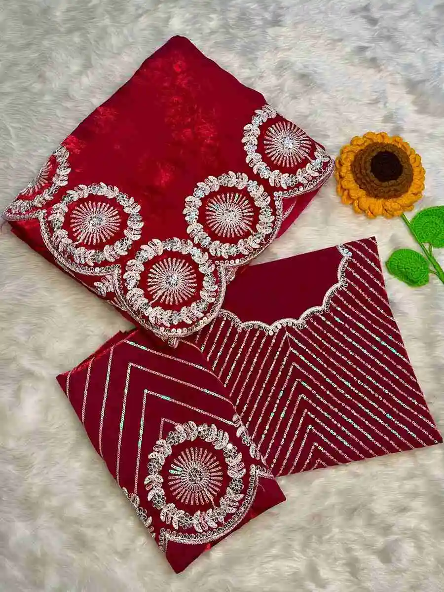 DESIGNER FENDY SATIN DORI THREAD AND SEQUENCE EMBROIDERY WORK WITH CUT WORK BORDER SAREE WITH UNSTITCHED BLOUSE WEDDING WEAR WHOLESALE PRICE ETHNIC GARMENT (6).jpg.webp