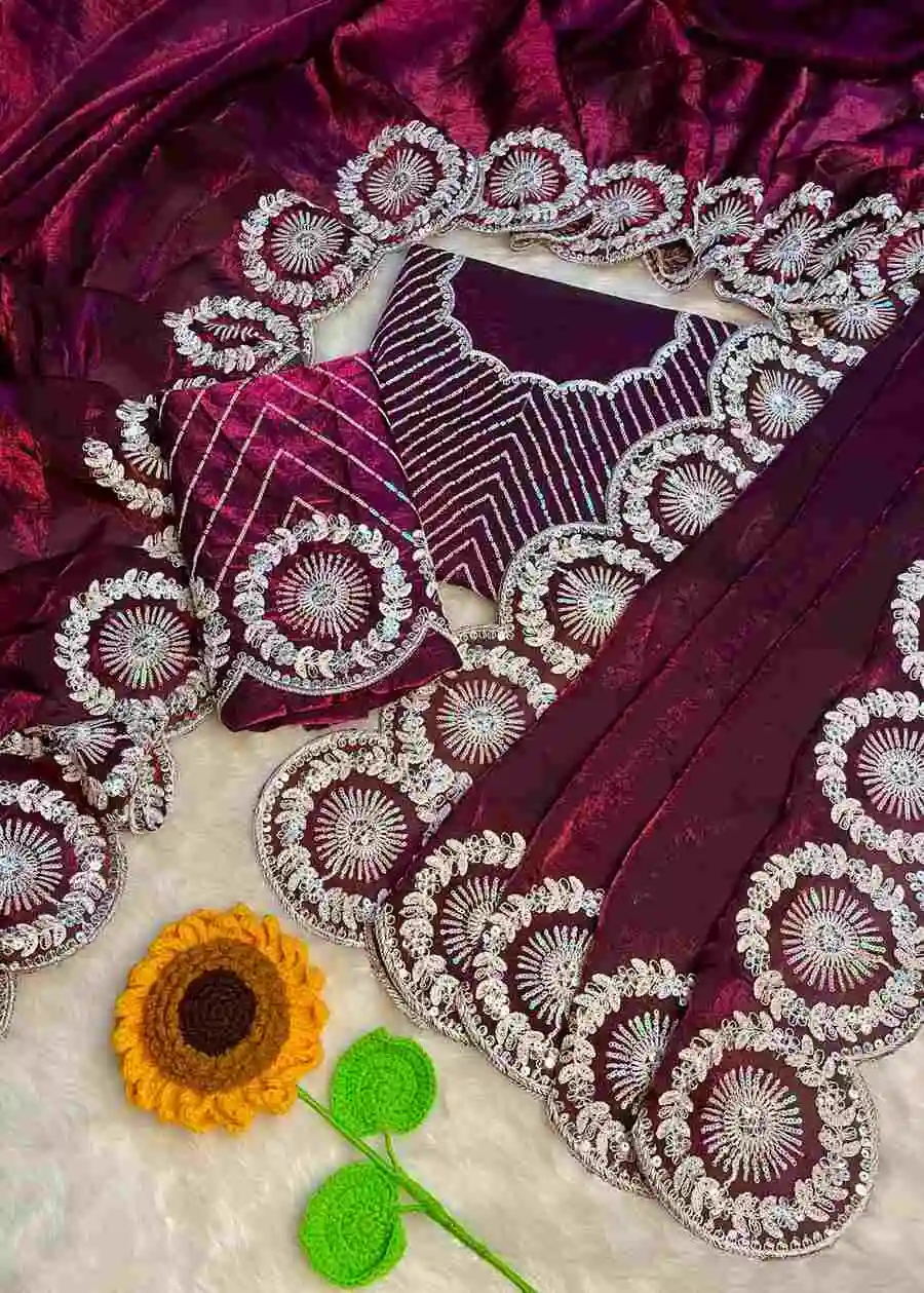 DESIGNER FENDY SATIN DORI THREAD AND SEQUENCE EMBROIDERY WORK WITH CUT WORK BORDER SAREE WITH UNSTITCHED BLOUSE WEDDING WEAR WHOLESALE PRICE ETHNIC GARMENT.jpg (6).jpg.webp