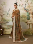 DESIGNER FENDY SOFT NET CHIKANKARI WORK WITH PIPING WORK SAREE WITH UNSTITCHED BLOUSE WEDDING WEAR WHOLESALE PRICE ETHNIC GARMENT (2)