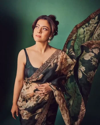 DESIGNER GEORGETTE DIGITAL PRINT WITH EMBROIDERY CODDING AND SEQUENCE STITCH LACE WORK SAREE WITH UNSTITCHED BLOUSE BLACK AND CREAM