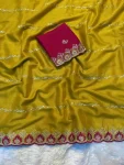 DESIGNER GEORGETTE EMBROIDARY SEQUENCE WORK SAREE WITH UNSTITCHED BLOUSE YELLOW