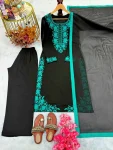 DESIGNER GEORGETTE EMBROIDERY WORK TOP PALAZZO WITH DUPATTA  RAMA AND BLACK