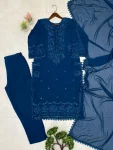 DESIGNER GEORGETTE SEQUENCE EMBROIDERY WORK TOP BOTTOM WITH DUPATTA FESTIVE WEAR WHOLESALE PRICE ETHNIC GARMENT (3)