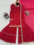 DESIGNER GEORGETTE THREAD WITH SEQUENCE WORK TOP SHARARA WITH DUPATTA WEDDING WEAR WHOLESALE PRICE ETHNIC GARMENT (5)