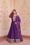 DESIGNER GEORGETTE ZARI & SEQUENCE EMBROIDERY WORK GOWN WOTH DUPATTA PURPLE