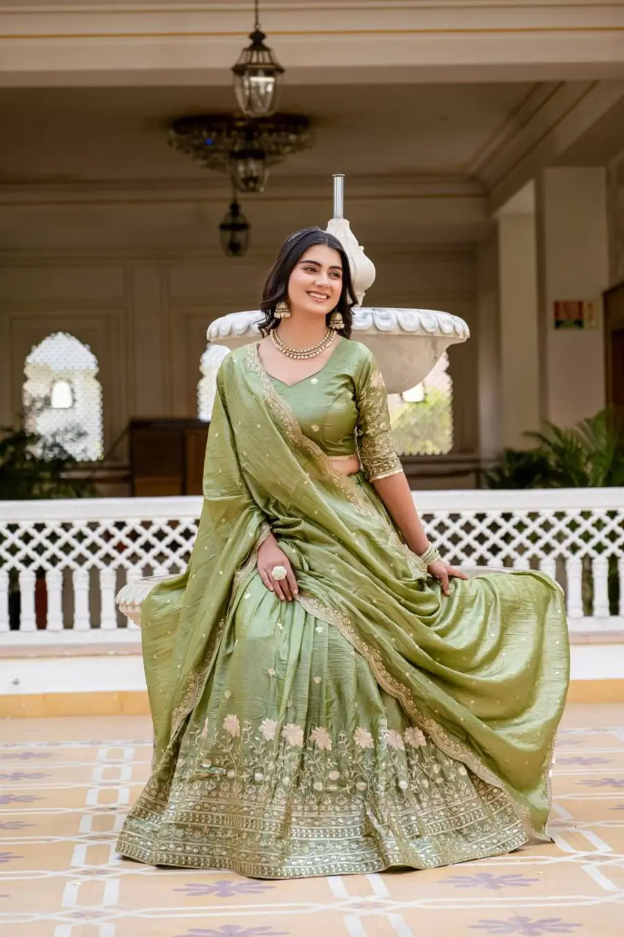 DESIGNER GOLD CRUSH EMBROIDERY WORK LEHENGA CHOLI WITH DUPATTA WEDDING WEAR WHOLESALE PRICE ETHNIC GARMENT (10)