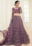 DESIGNER NET EMBROIDERY WORK LEHENGA CHOLI WITH DUPATTA LAVENDER