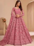 DESIGNER NET EMBROIDERY WORK LEHENGA CHOLI WITH DUPATTA BABY PINK