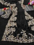 DESIGNER RANGOLI SILK SEQUENCE AND ZARI EMBROIDERY WORK SAREE WITH UNSTITCHED BLOUSE BLACK
