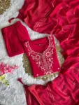 DESIGNER ROMAN SILK EMBROIDERY WITH SEQUENCE WORK TOP BOTTOM WITH DUPATTA RANI