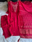 DESIGNER ROMAN SILK EMBROIDERY WITH SEQUENCE WORK TOP BOTTOM WITH DUPATTA FESTIVE WEAR WHOLESALE PRICE ETHNIC GARMENT (2)