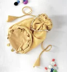 DESIGNER VELVET ROUND SHAPED PLAIN WITH SIKKA ZUMKA LACE ON BOTTOM ROUND POTLI PURSE FESTIVE WEAR WHOLESALE PRICE ETHNIC GARMENT (1)