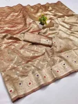 FANCY BANARASI SILK FLOWERS AND MINA WITH WEAVING ZARI RICH PALLU AND BORDER WORK SAREE WITH UNSTITCHED BLOUSE FESTIVE WEAR WHOLESALE PRICE ETHNIC GARMENT (1).jpg.webp