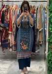 FANCY CHINON PRINTED AND REAL MIRROR WITH DIAMOND WORK ,KODI LACE WORK TOP PALAZZO WITH DUPATTA BLUE